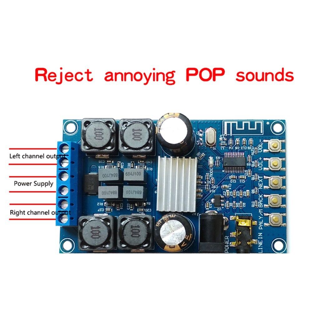 TPA3116 50WX2 Dual Channel No POP Bluetooth Amplifier Board Stereo Module pinout daneshjookit.jpg